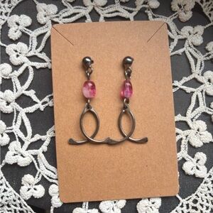 Elegant Pink and Silver Earrings